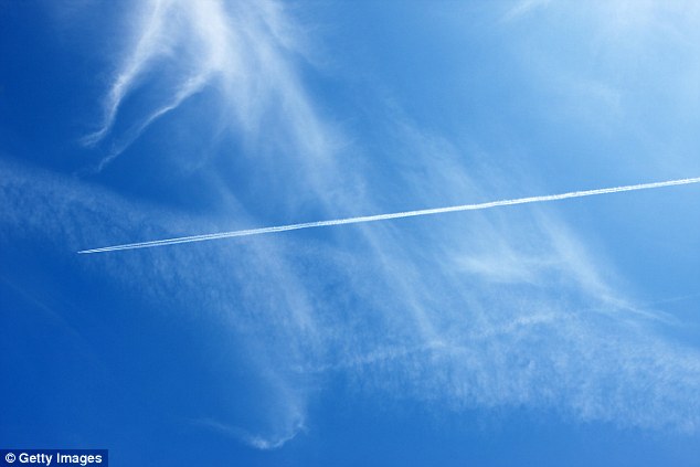 Cirrus clouds with contrails